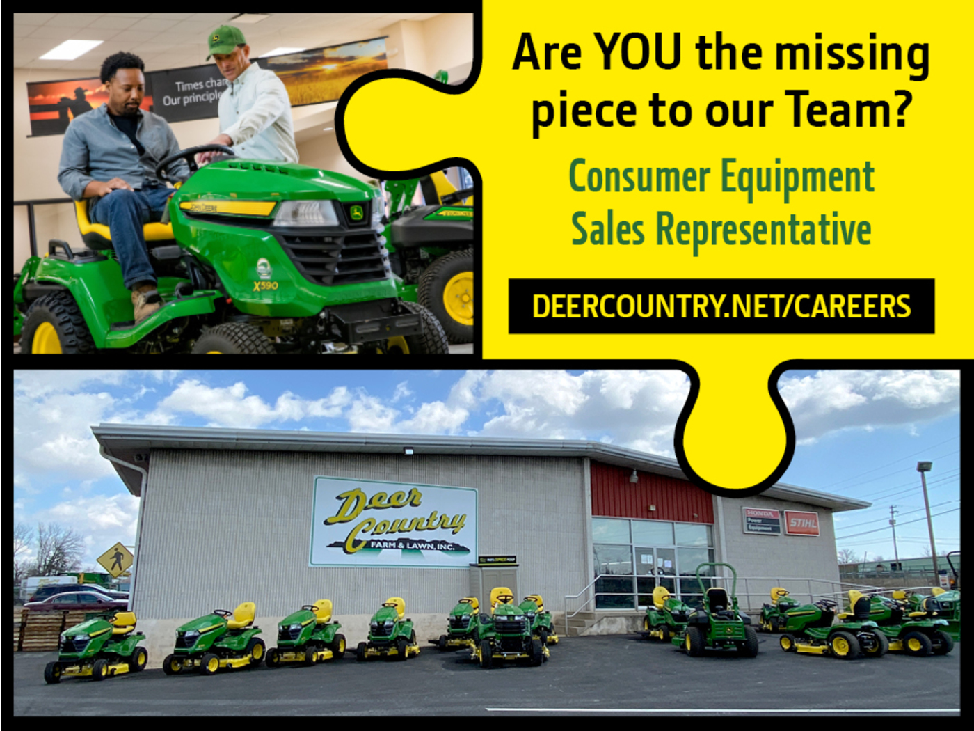 Consumer Equipment Sales Representative 0055 job at Deer Country Farm